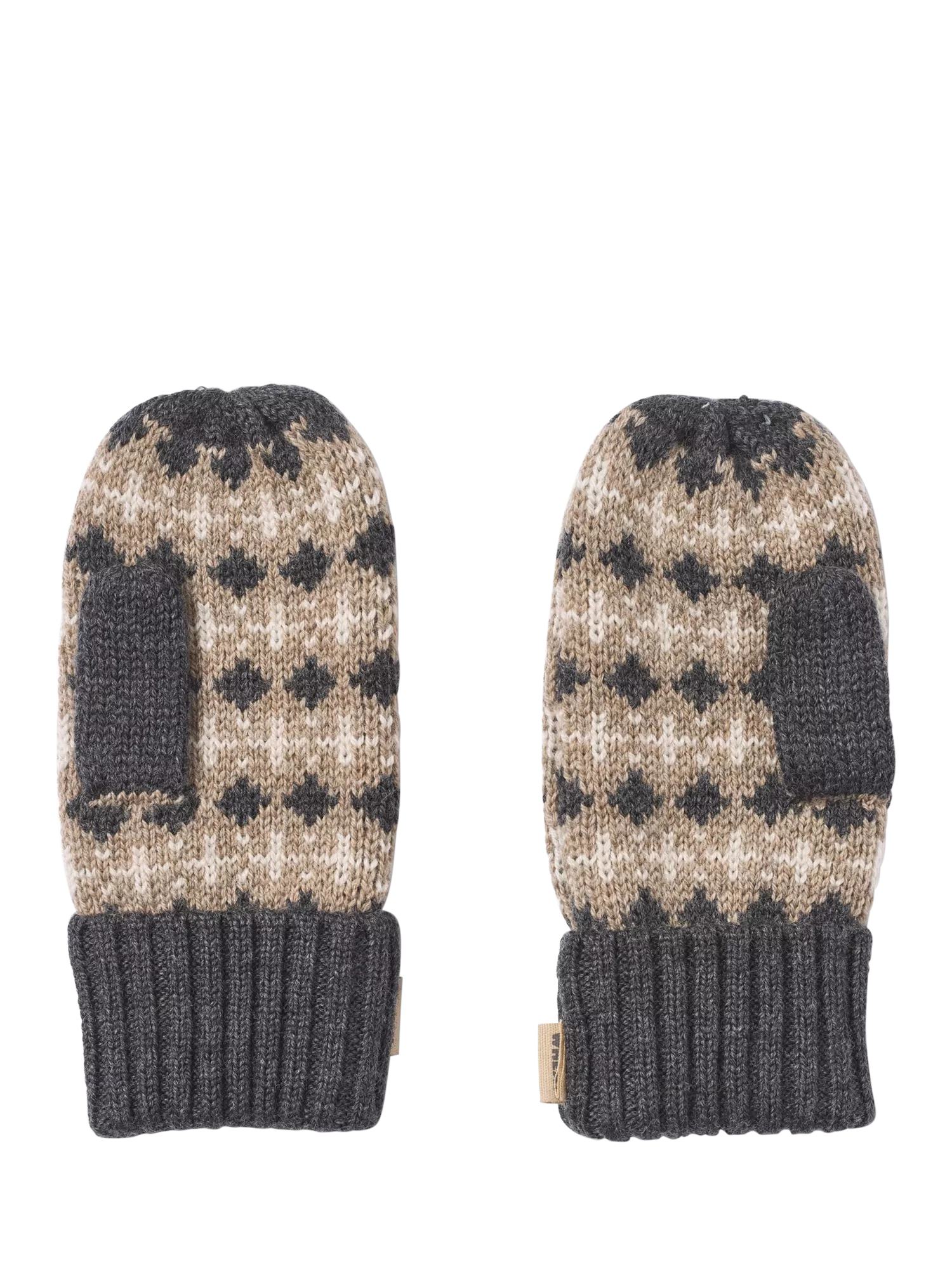 WHEAT kids' merino wool jacquard mittens charcoal, UK version