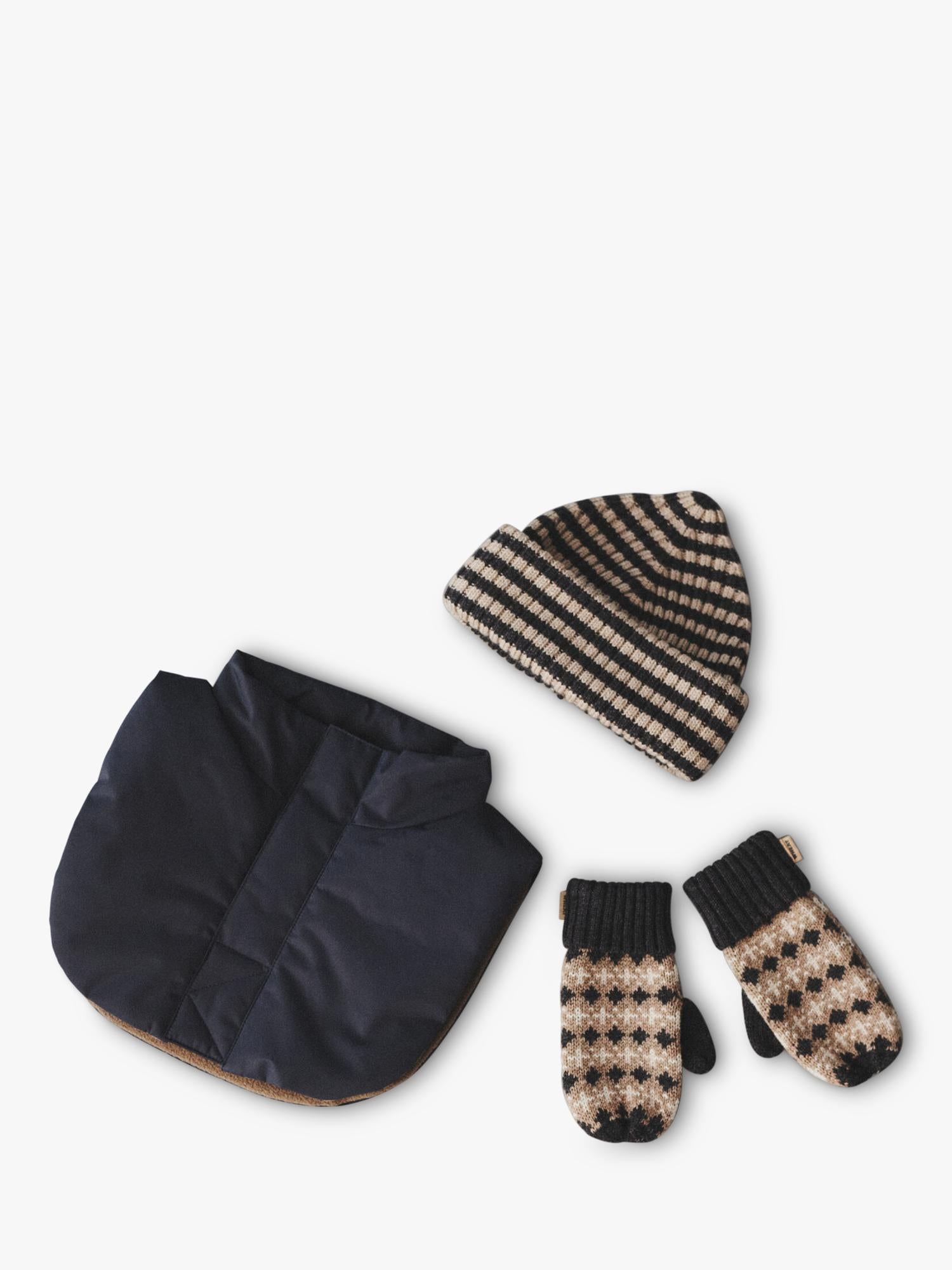 WHEAT kids' merino wool jacquard mittens charcoal, UK version