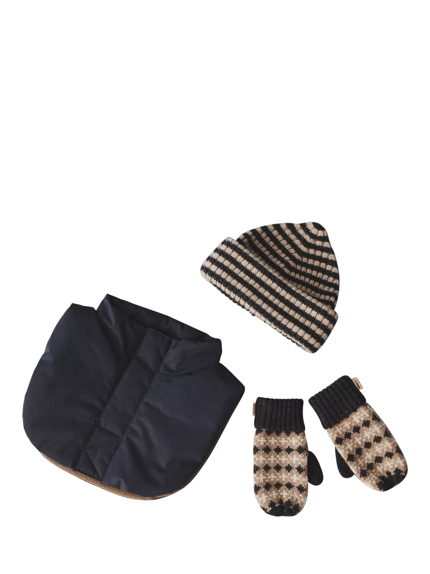 WHEAT kids' merino wool jacquard mittens charcoal, UK version