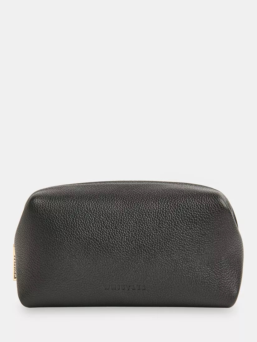 Whistles Ria black leather zip pouch, imported from the UK