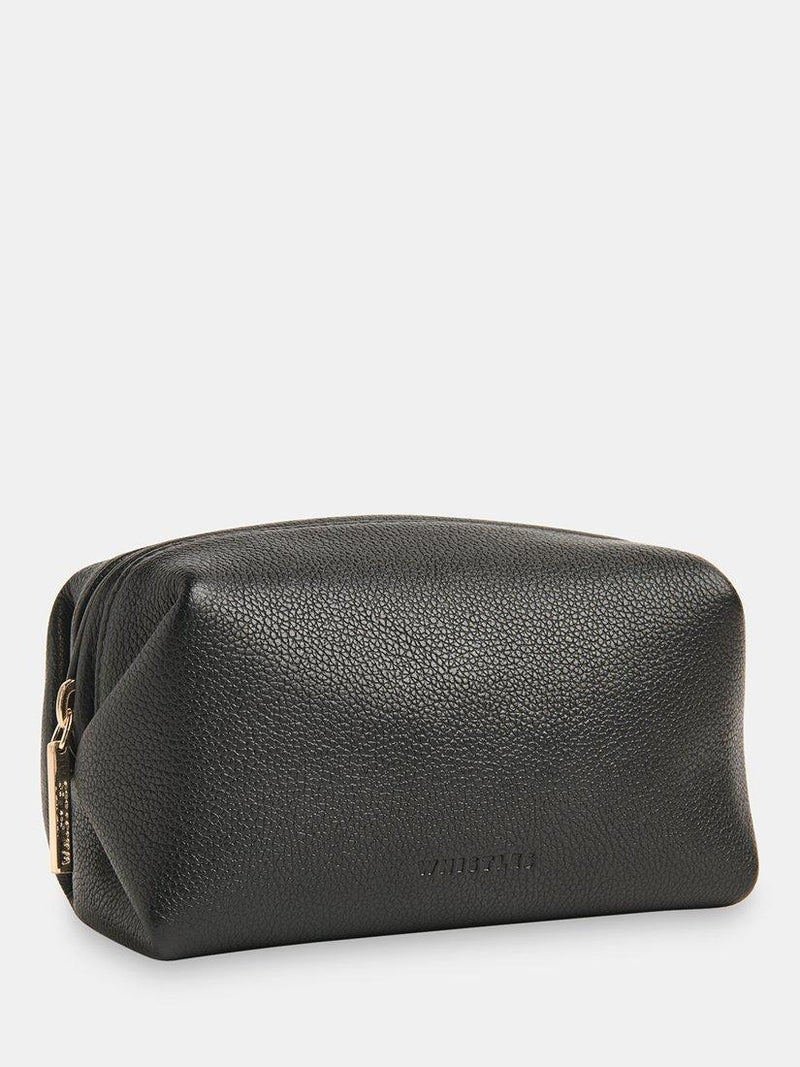 Whistles Ria black leather zip pouch, imported from the UK