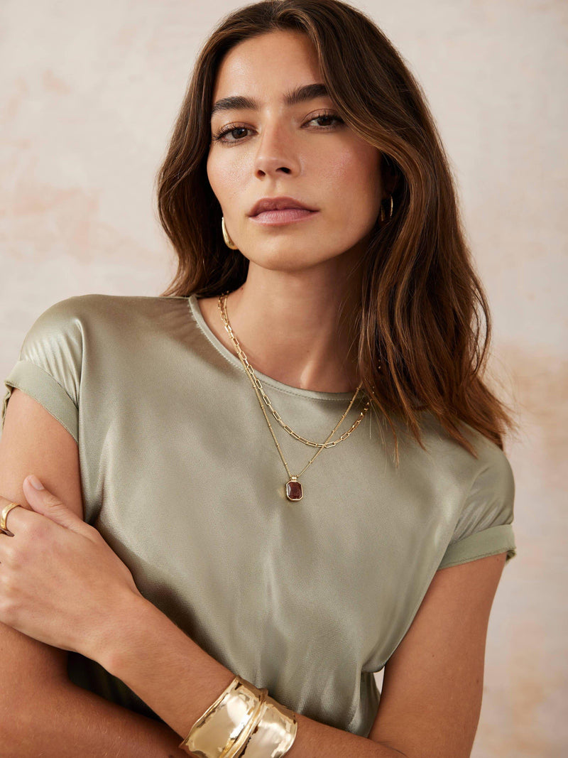 Mint Velvet gold layered resin necklace (British brand)