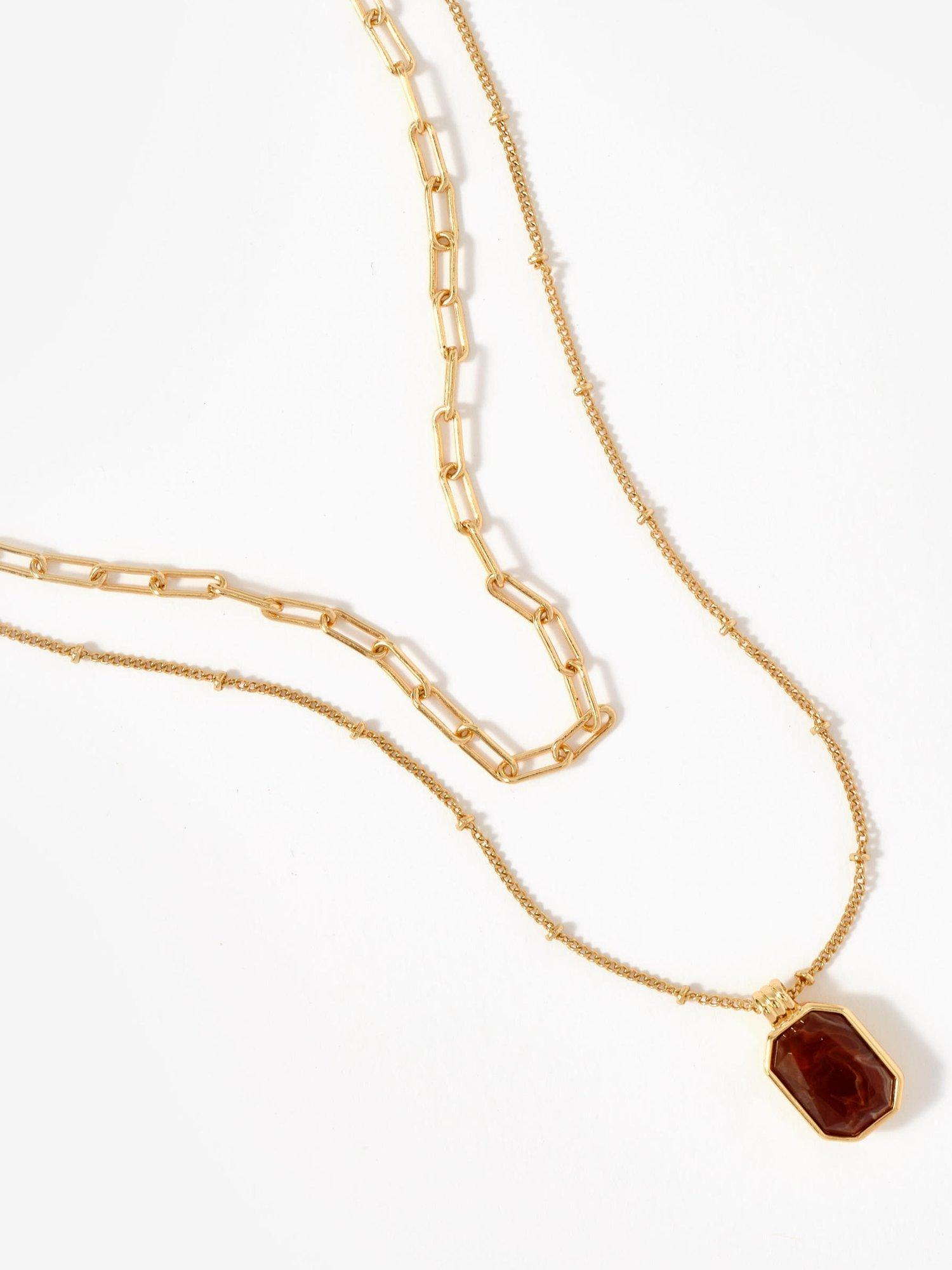 Mint Velvet gold layered resin necklace (British brand)
