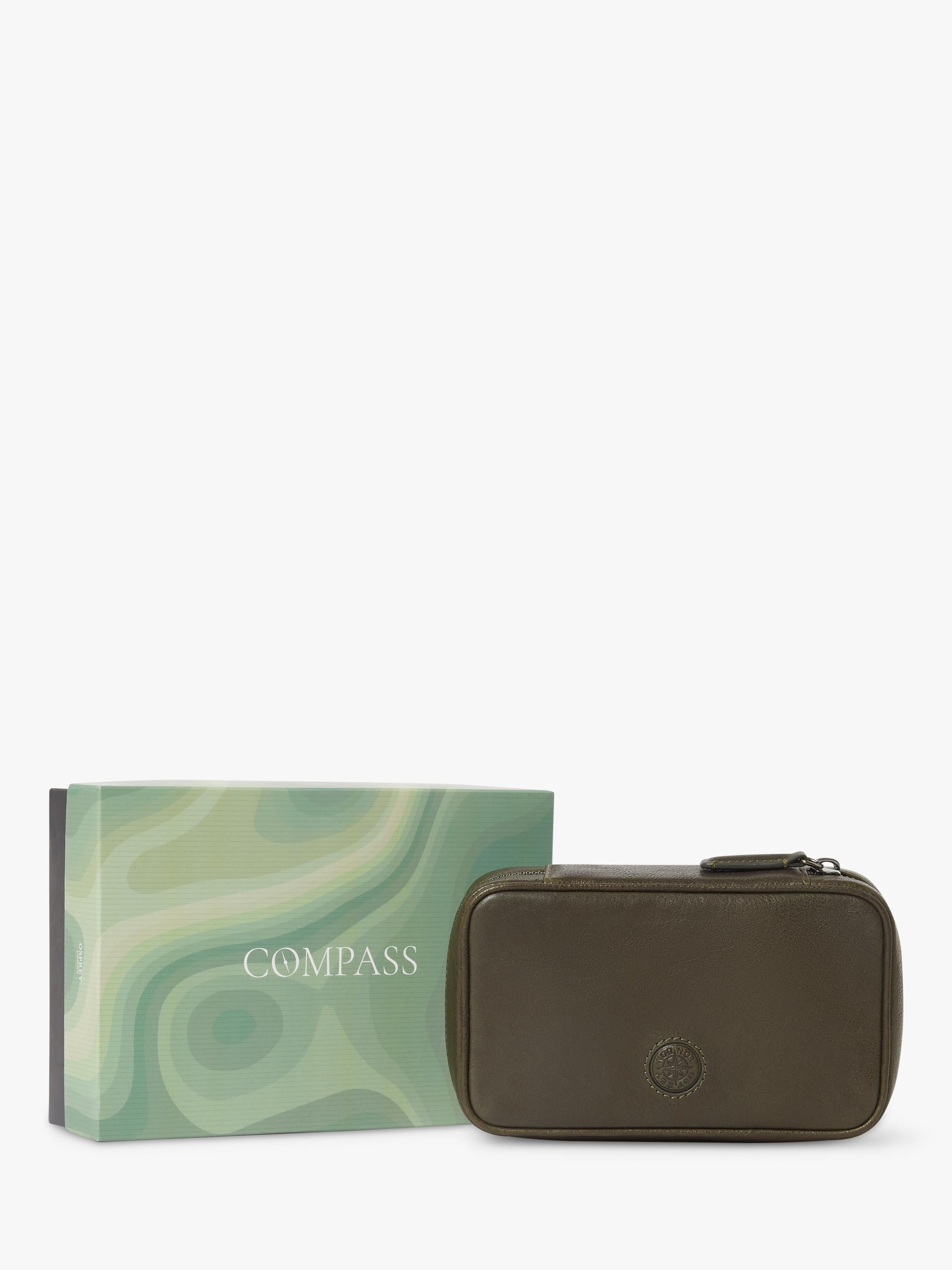 OSPREY LONDON Compass Leather Travel Manager Black, UK version