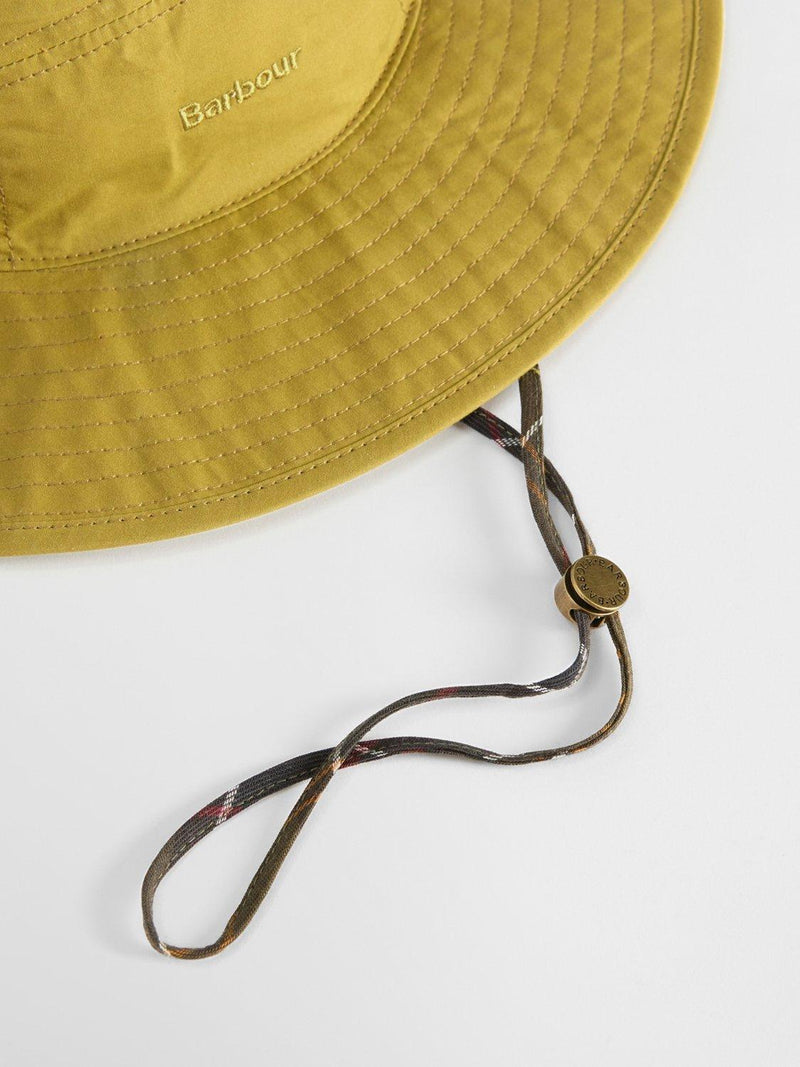 Barbour dry wax cotton bucket hat golden green, UK version