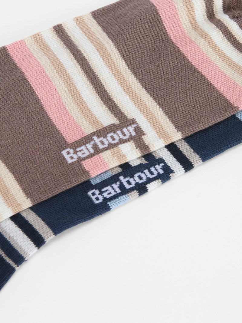 Barbour summer stripe socks pack of two Pink/Navy, UK version