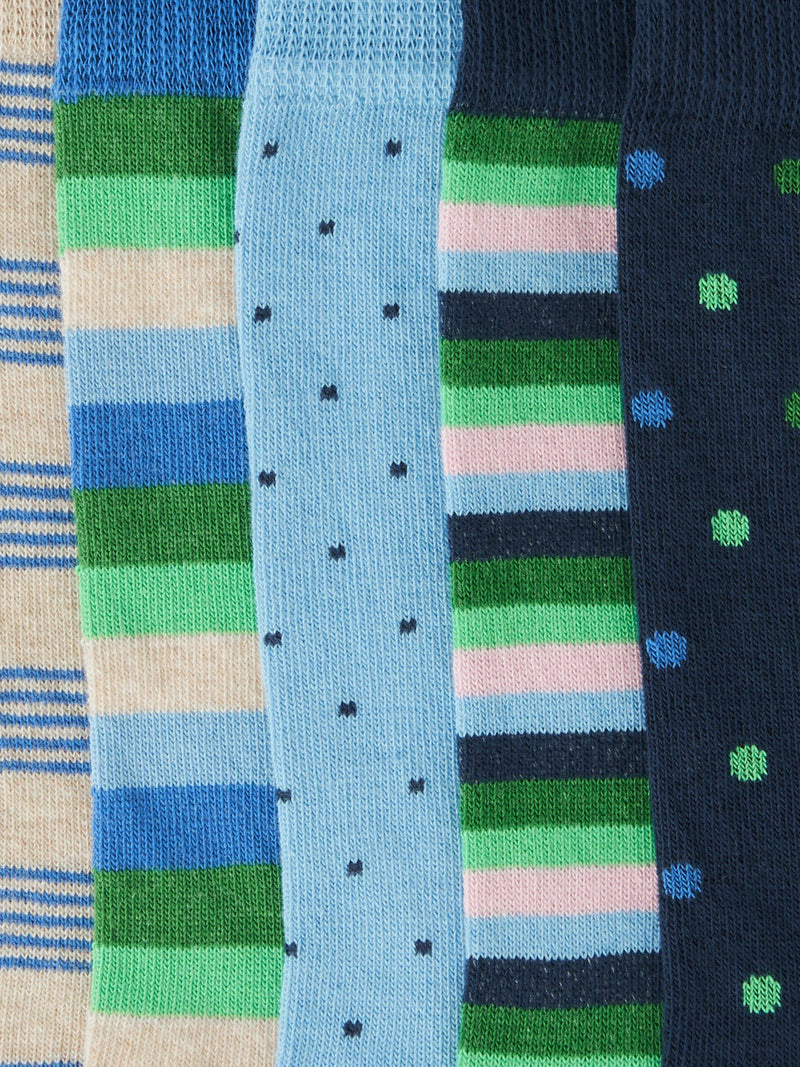 John Lewis organic cotton stripe and spot socks pack of 5 (British brand)