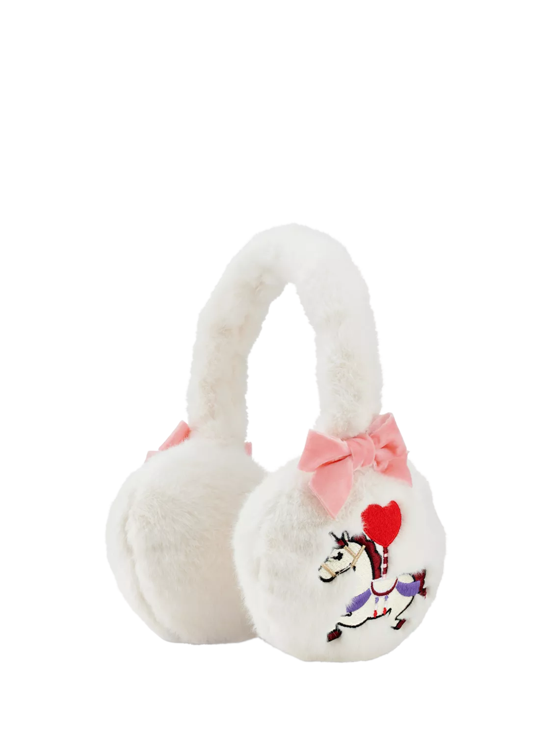 Stych kids faux fur unicorn ear muffs white - British product