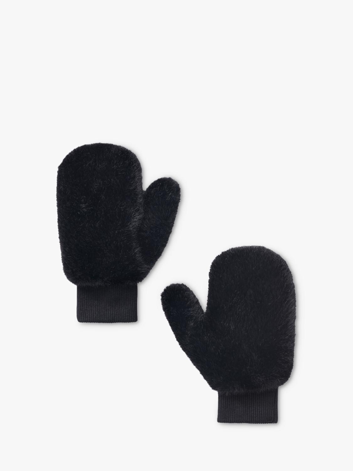 Small Stuff kids faux fur mittens black (British brand)