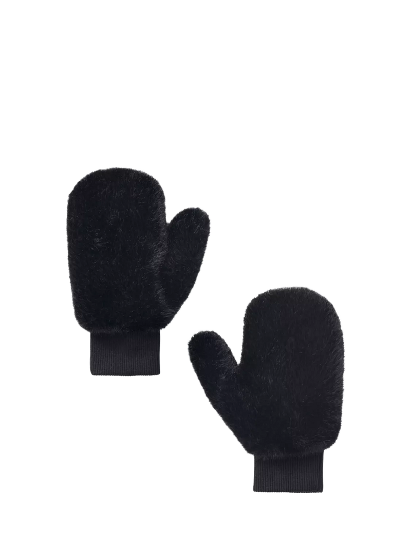 Small Stuff kids faux fur mittens black (British brand)