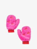 Small Stuff kids faux fur mittens in pink - British product