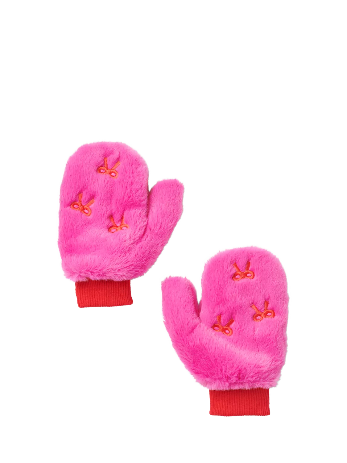 Small Stuff kids faux fur mittens in pink - British product