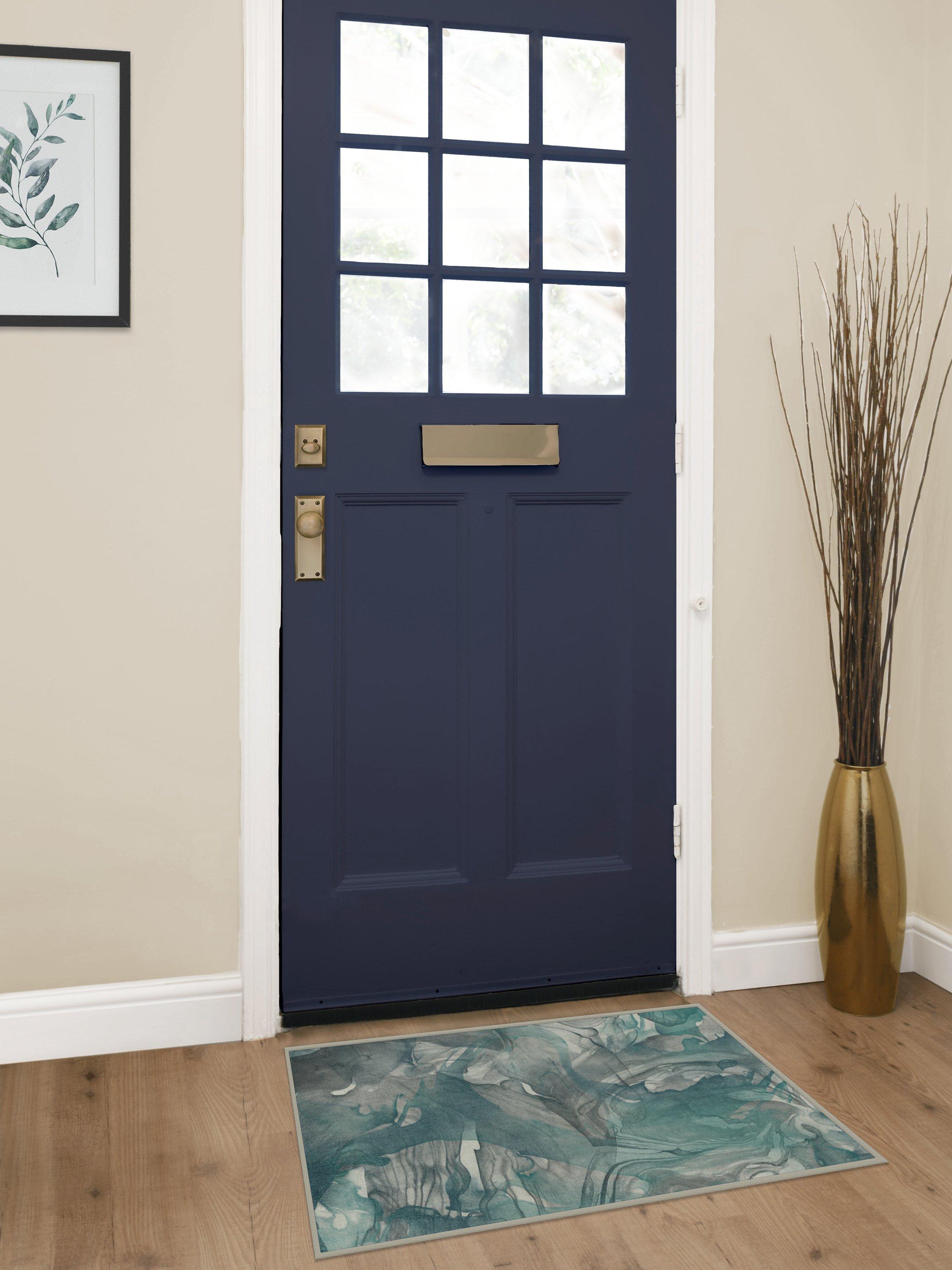Ruggable Aurora rug Teal Grey 90x60cm, imported from the UK