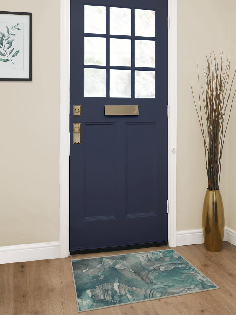 Ruggable Aurora rug Teal Grey 90x60cm, imported from the UK