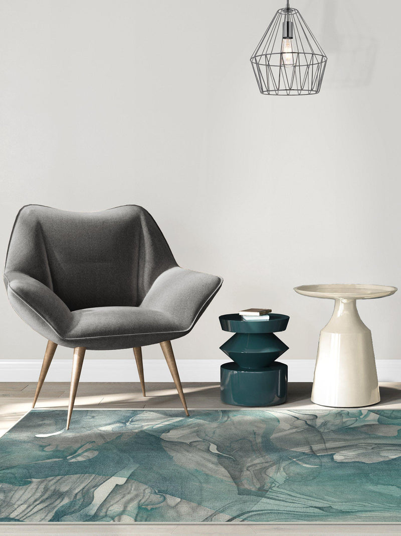 Ruggable Aurora rug Teal Grey 90x60cm, imported from the UK