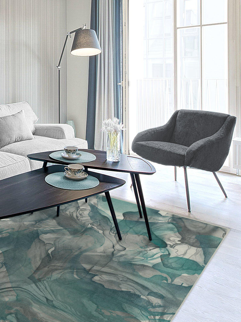 Ruggable Aurora rug Teal Grey 90x60cm, imported from the UK