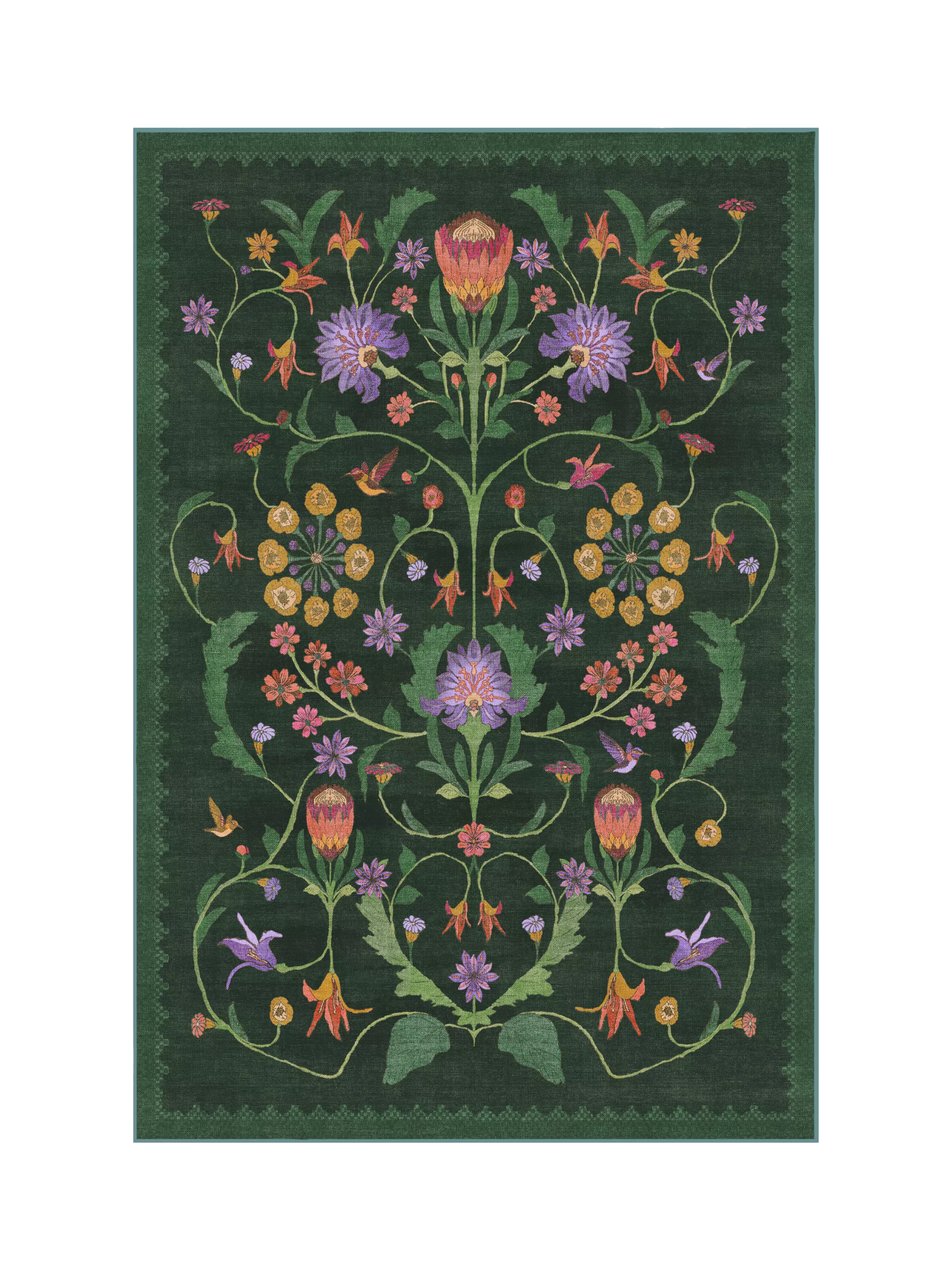Ruggable x Iris Apfel Protea Rug, Forest Green, L90 x W60cm