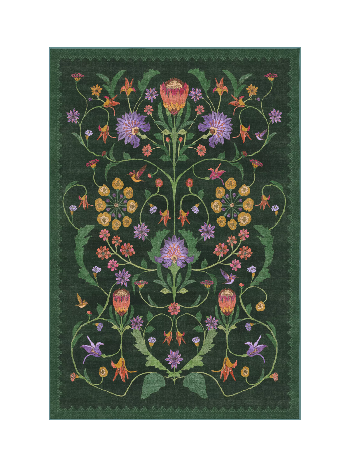 Ruggable x Iris Apfel Protea Rug, Forest Green, L90 x W60cm