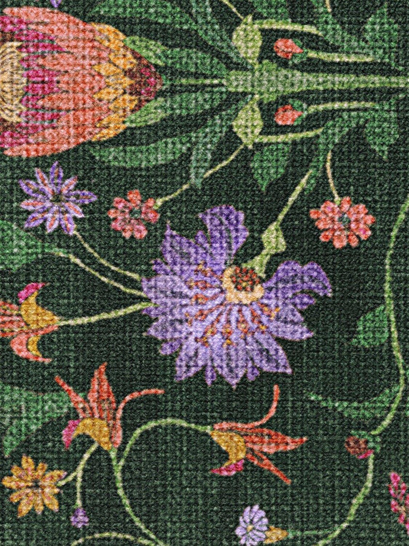Ruggable Iris Apfel Protea rug forest green 90x60cm, UK version