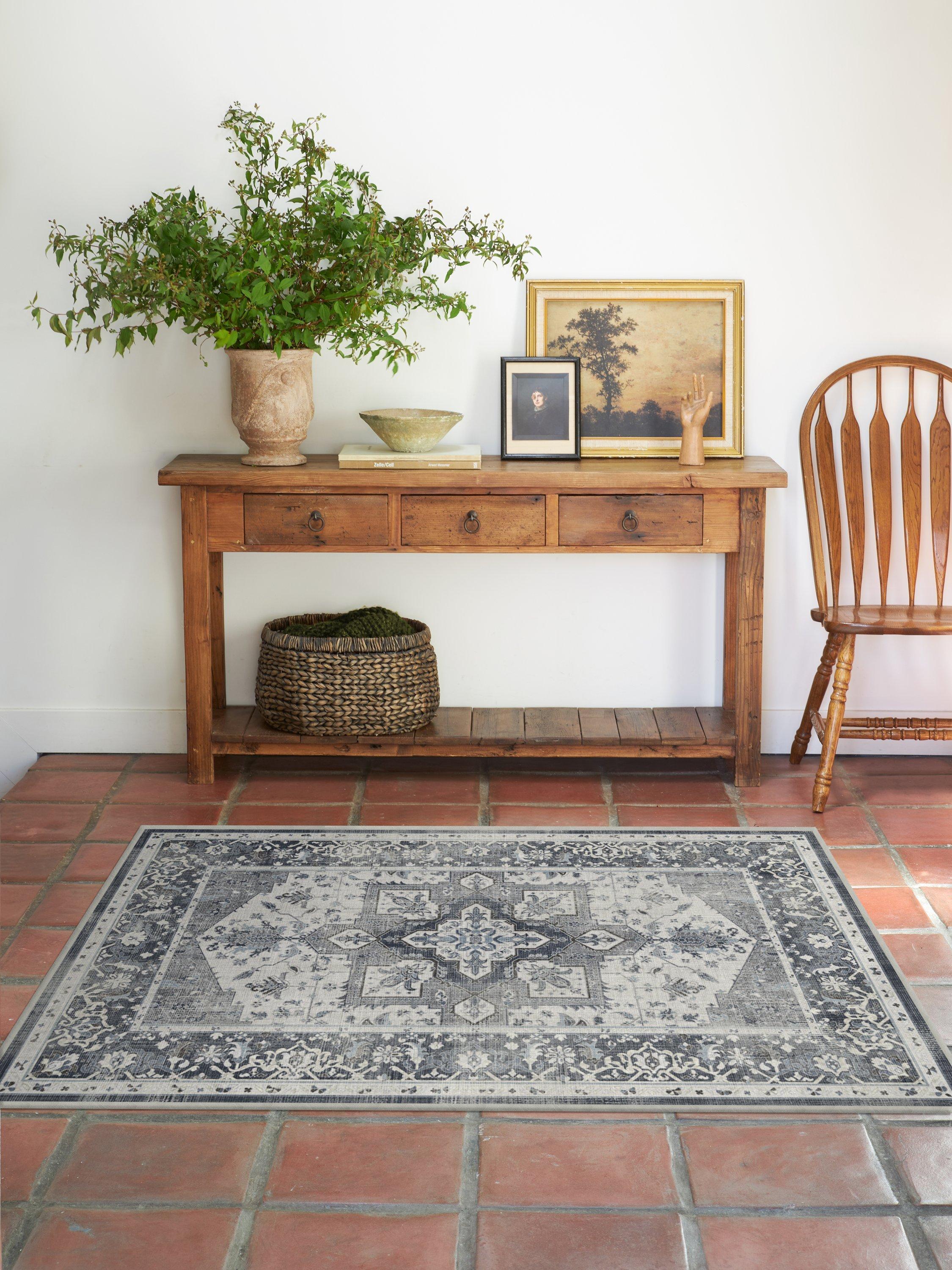 Ruggable Kira Rug in Stone Blue, machine-washable rug (British brand)