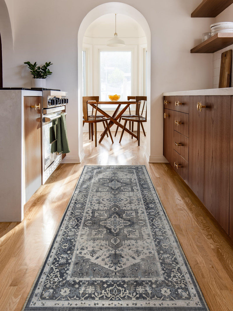 Ruggable Kira Rug in Stone Blue, machine-washable rug (British brand)
