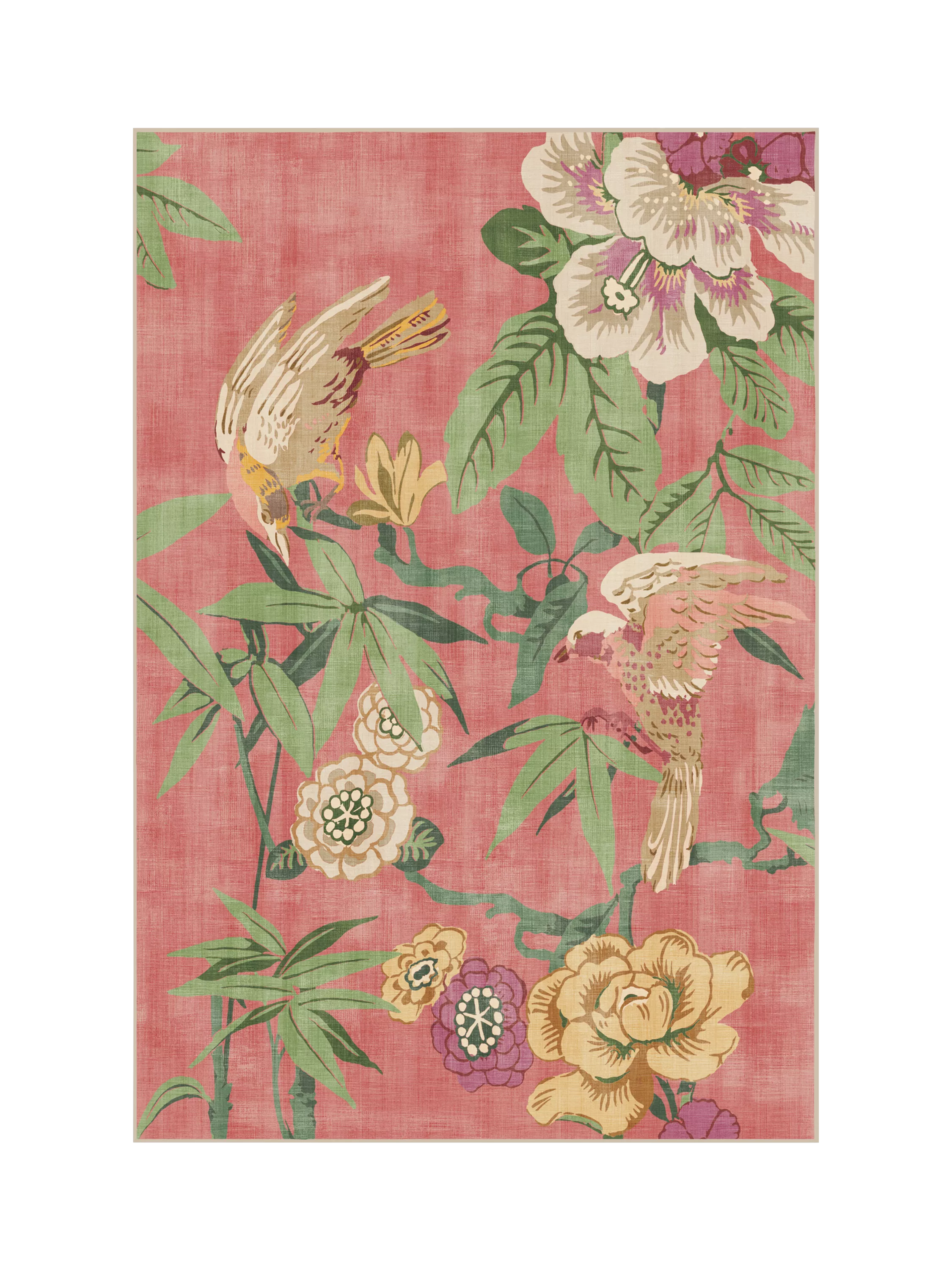 Ruggable Sanderson Bamboo & Bird Rectangular Machine-Washable Rug, 275 x 185 cm