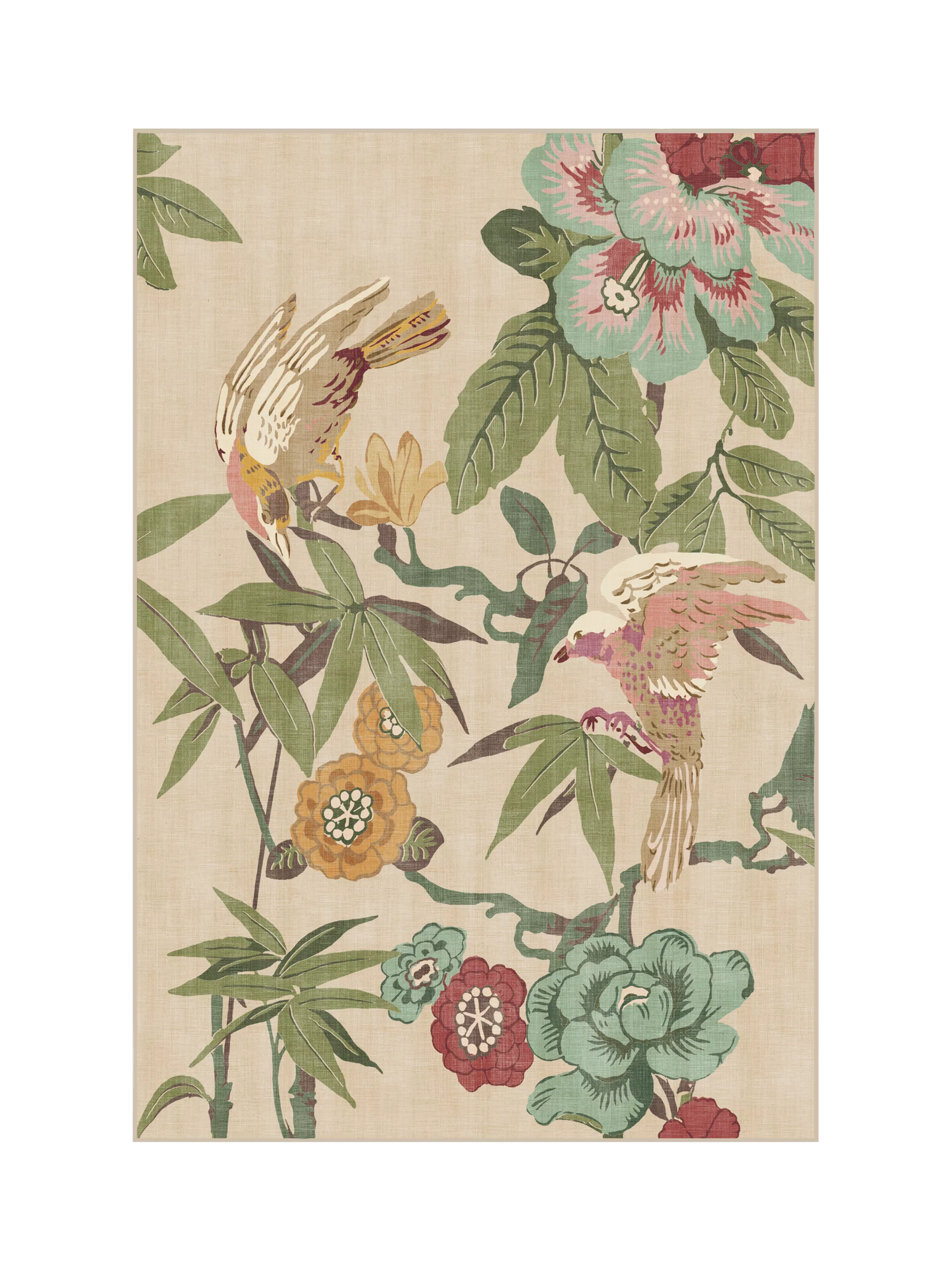 Ruggable Sanderson Bamboo & Bird Rectangular Machine-Washable Rug, 275 x 185 cm