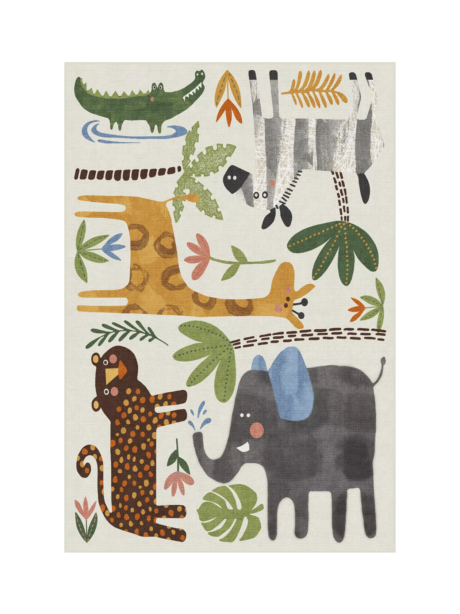 Ruggable Jungle Safari Rug multi 90x60cm, imported from the UK