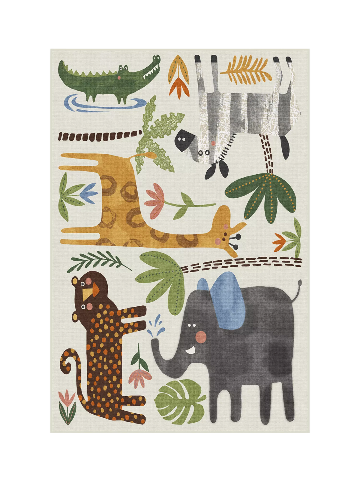 Ruggable Jungle Safari Rug multi 90x60cm, imported from the UK