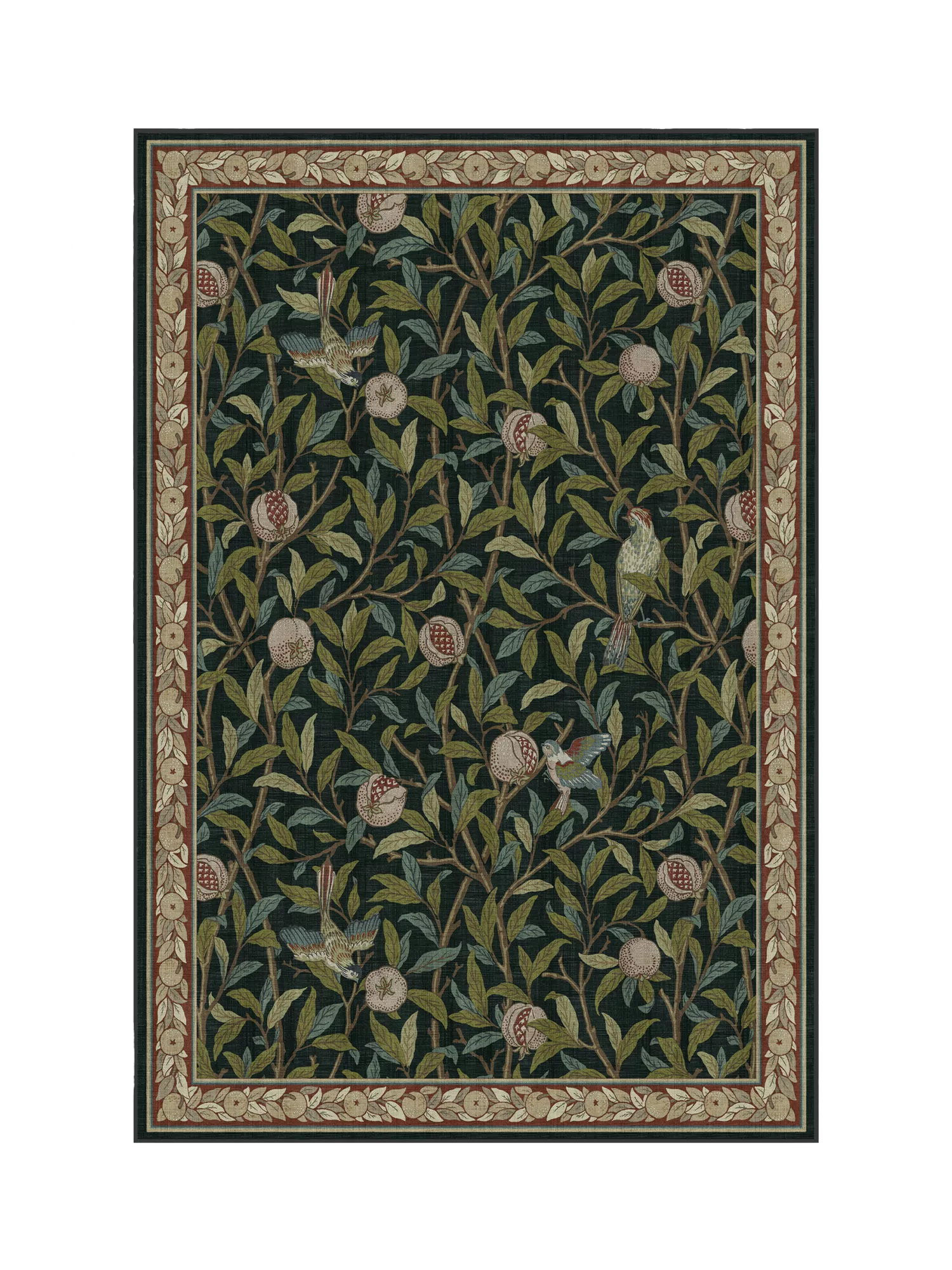 Ruggable x Morris & Co. Bird & Pomegranate Washable Rug 275x185cm