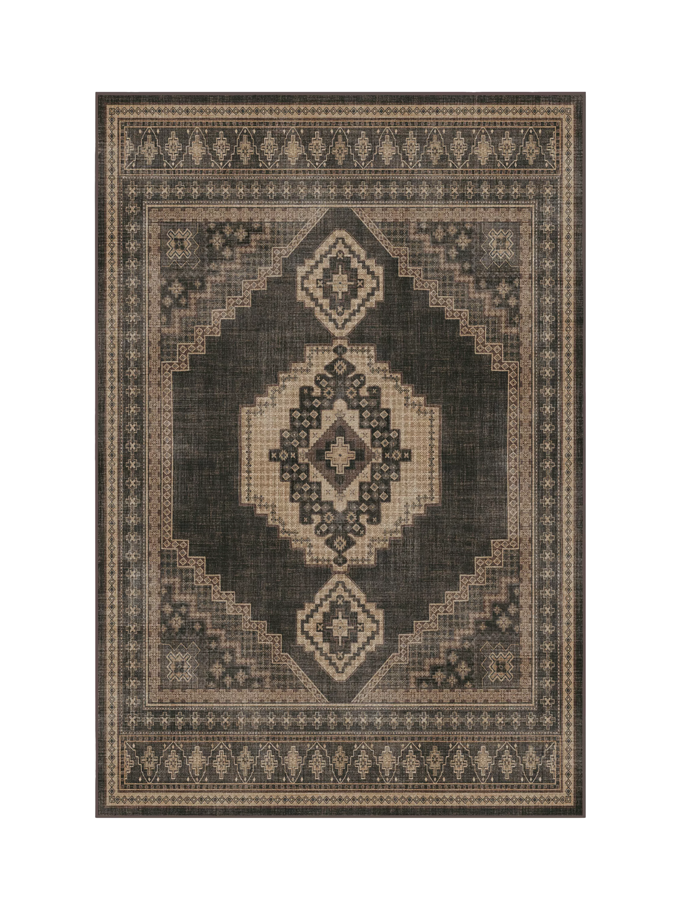 Ruggable Rayne Rug, Charcoal/Tan, L90 x W60cm