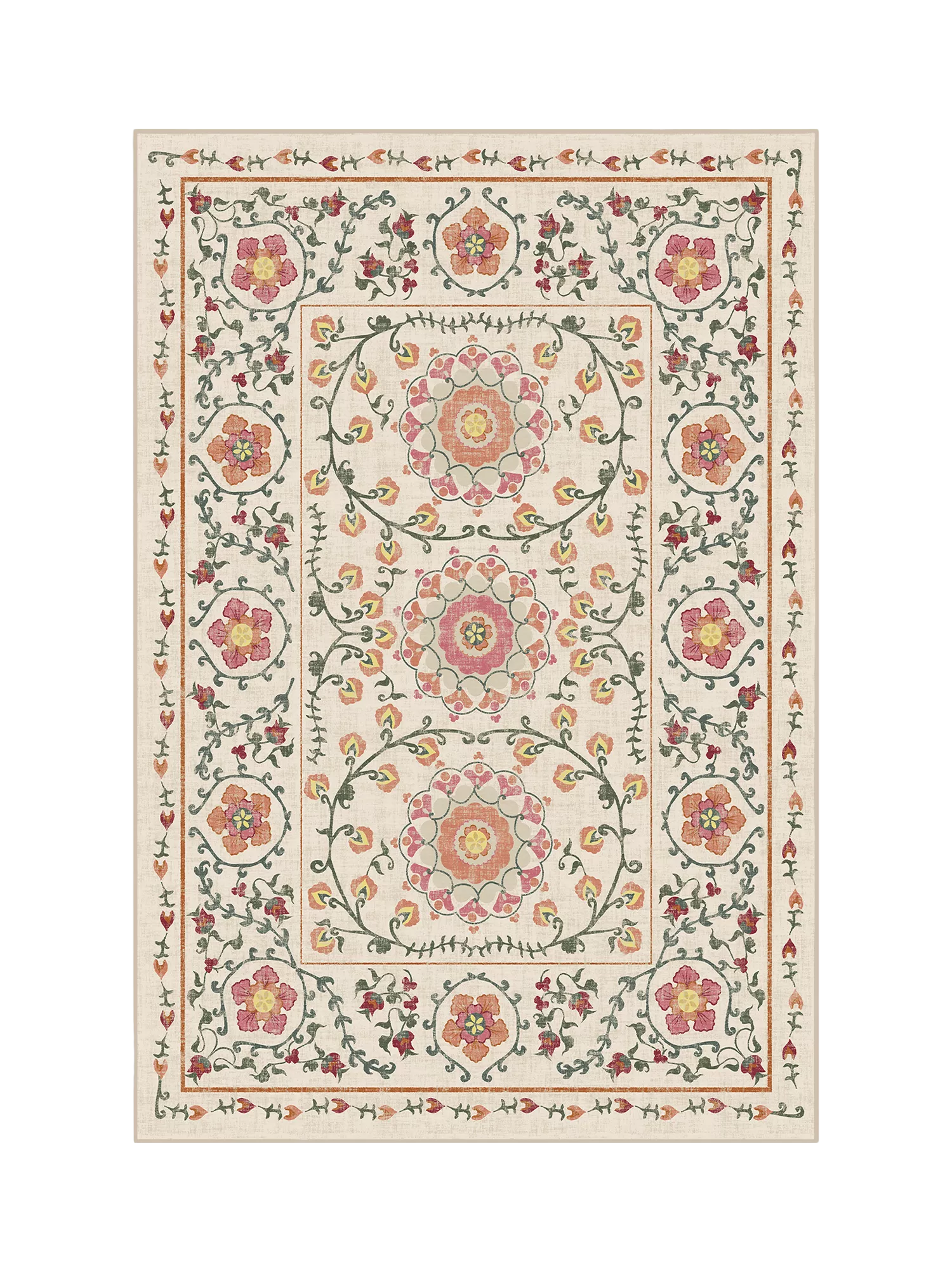 Ruggable Suzani Rug, Coral, L90 x W60cm