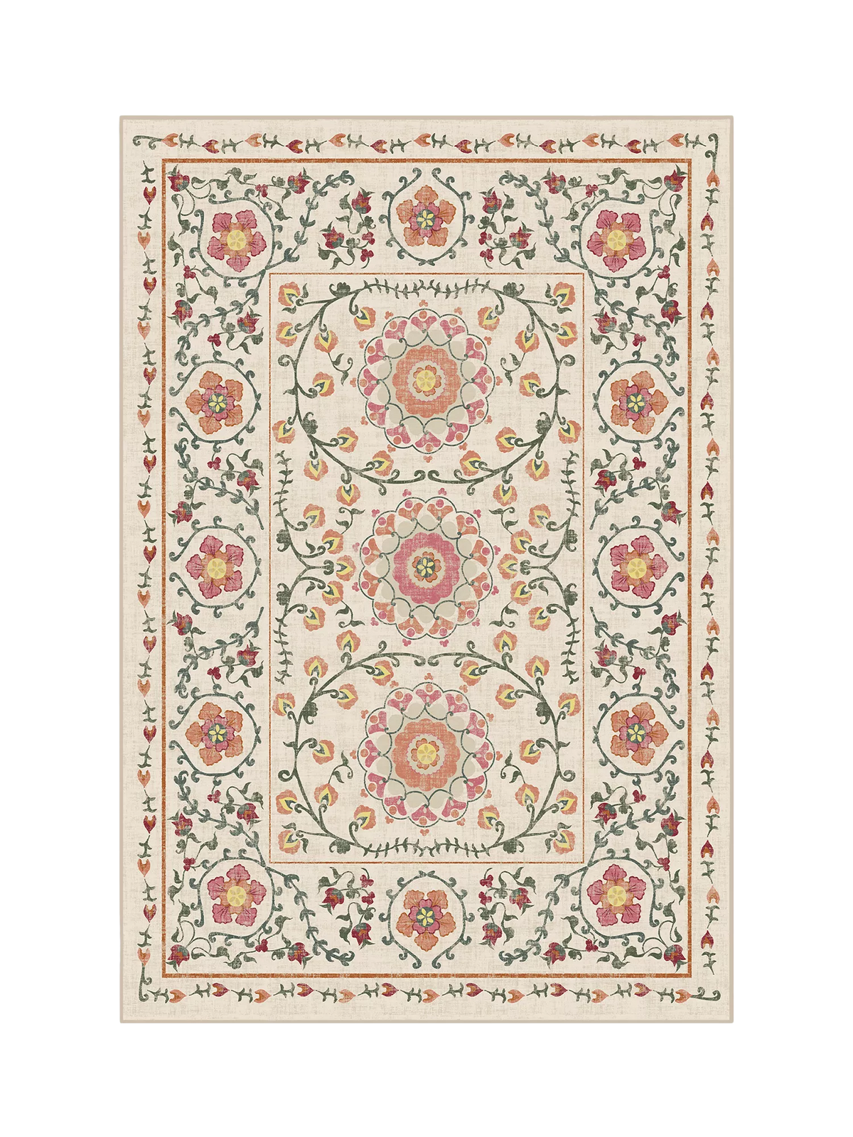 Ruggable Suzani Rug, Coral, L90 x W60cm