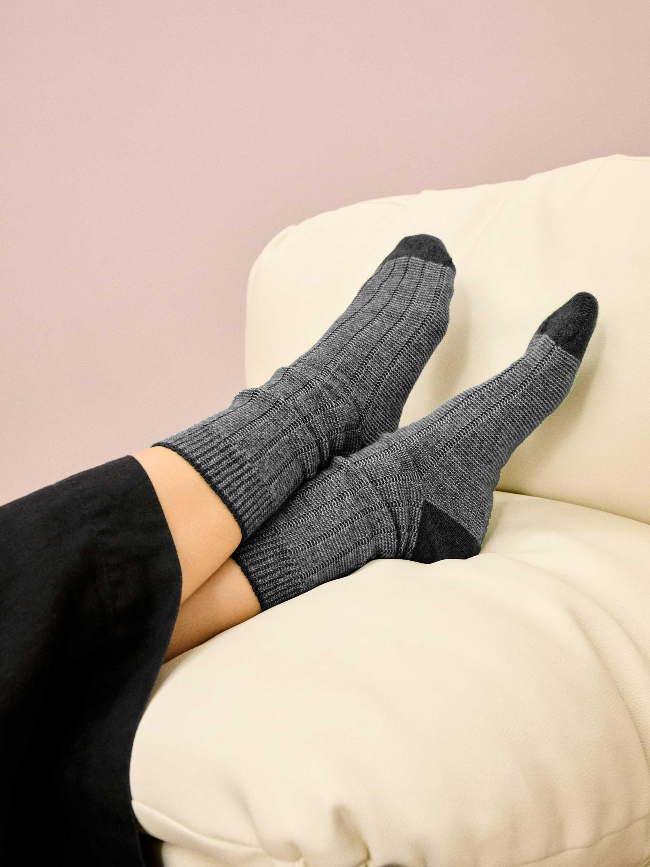 Brora stripe cashmere crew socks, British brand