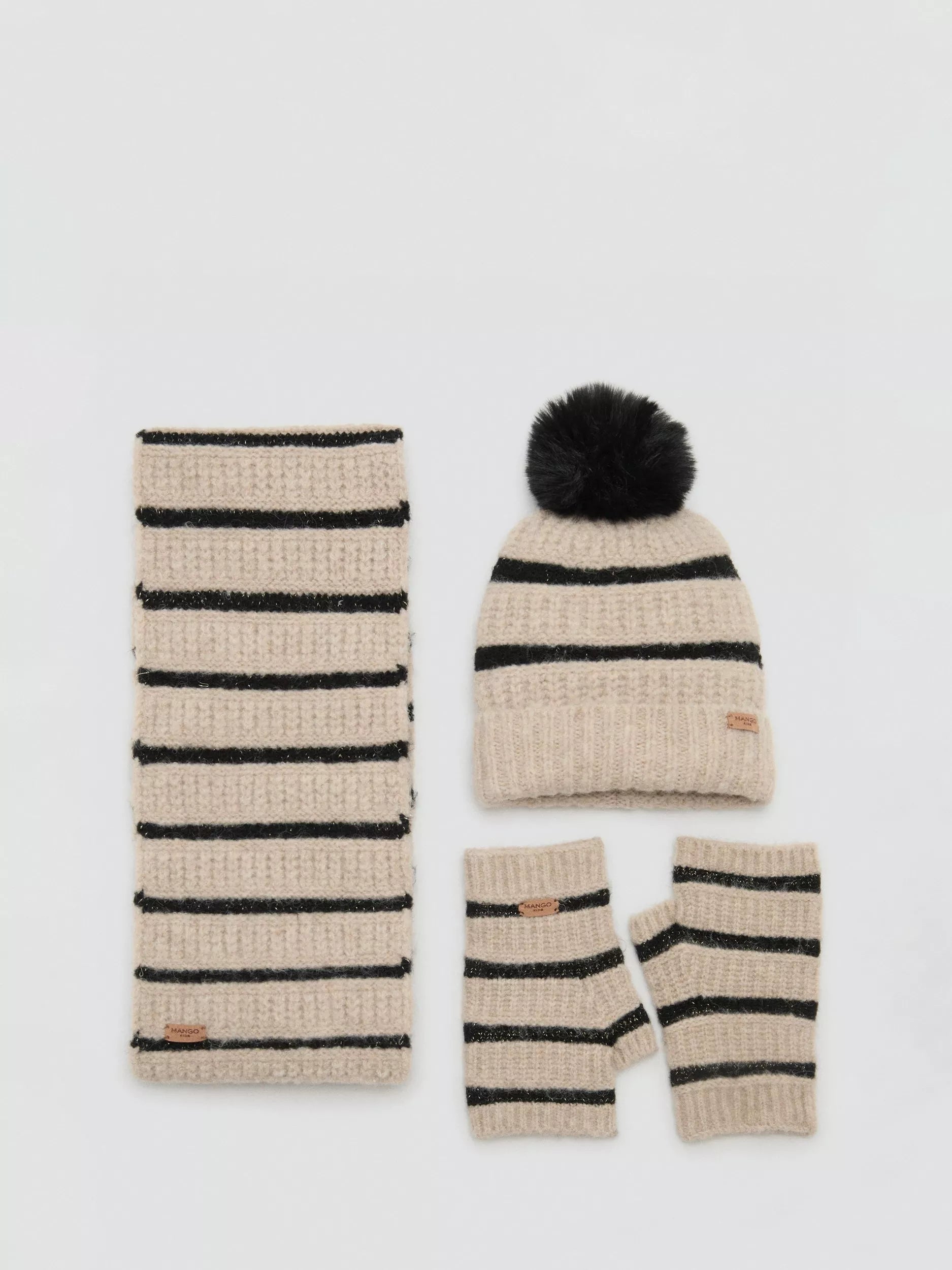 Mango kids striped scarf light brown - British product