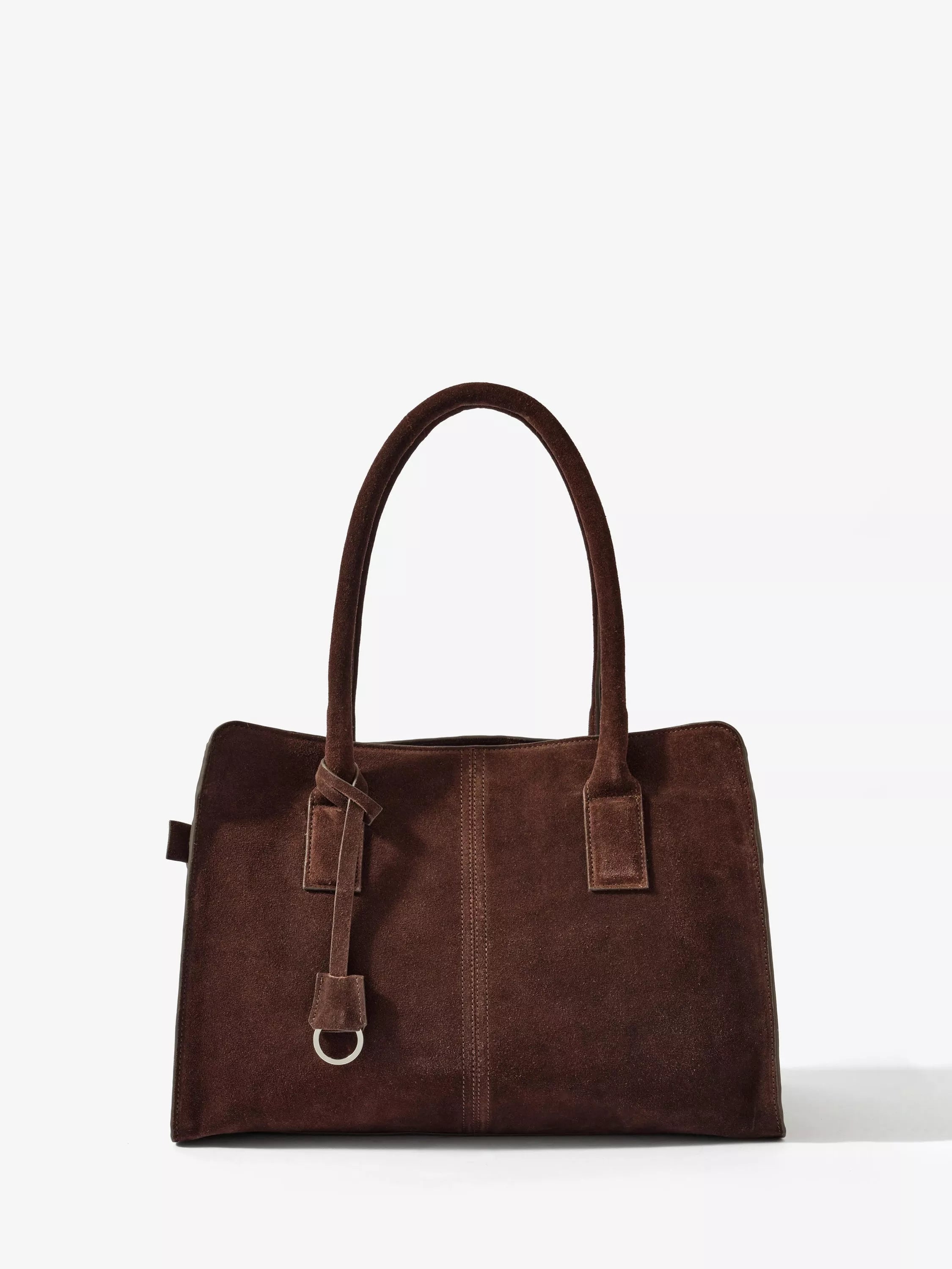 Mint Velvet suede tote bag with leather and cotton lining - British product