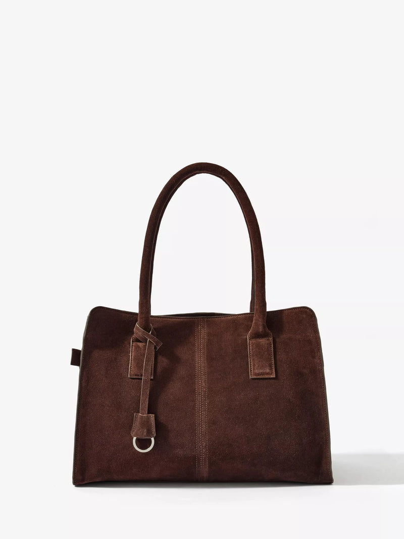 Mint Velvet suede tote bag with leather and cotton lining - British product