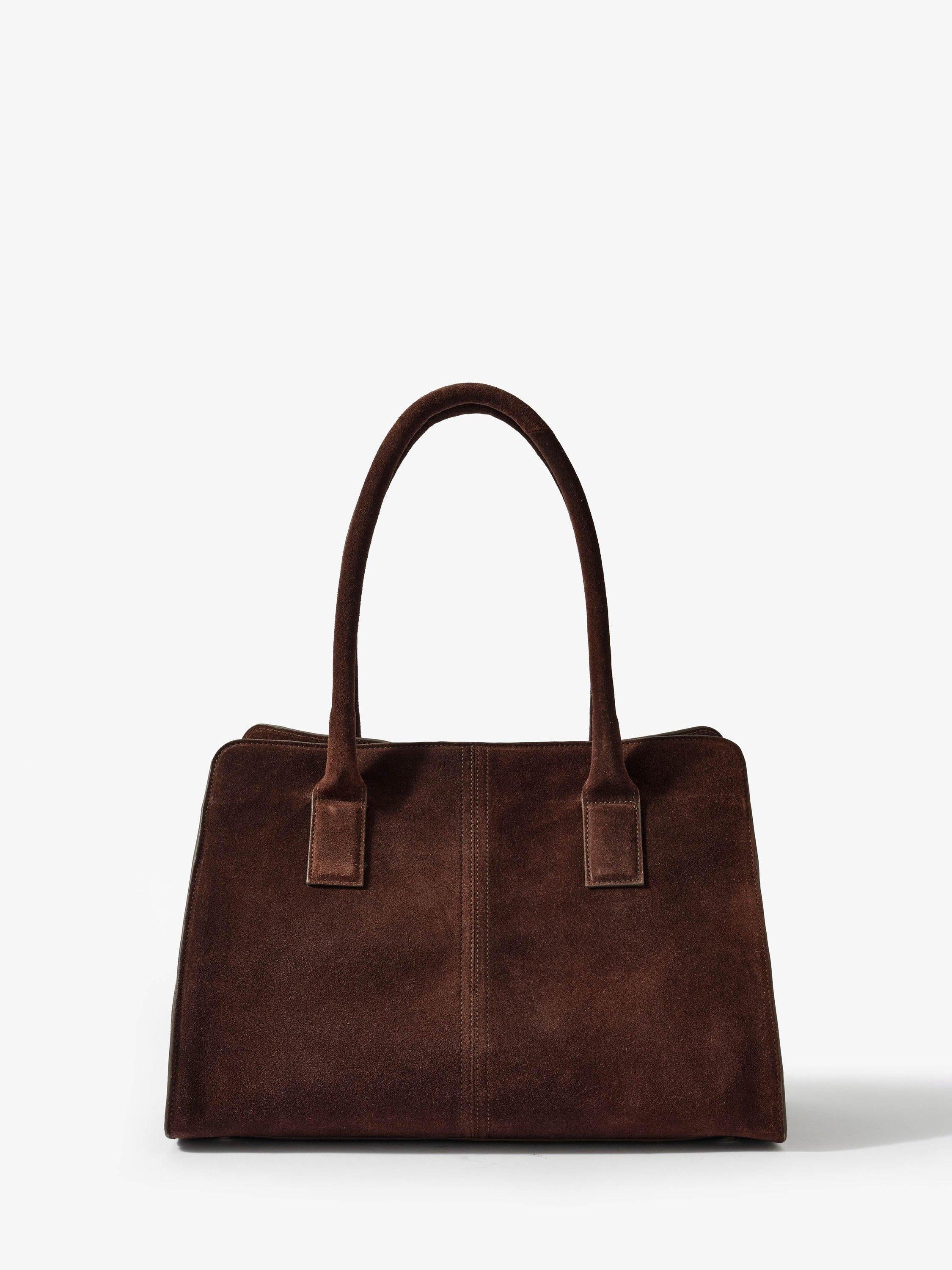 Mint Velvet suede tote bag with leather and cotton lining - British product