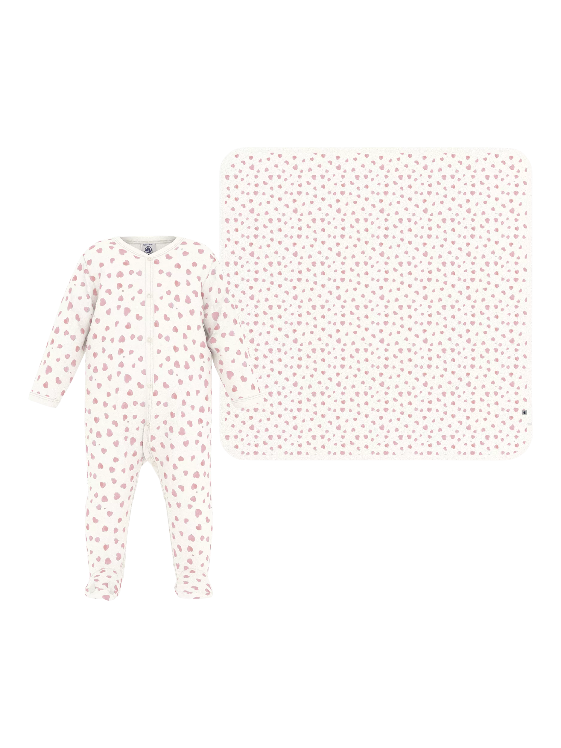 Petit Bateau baby sleepsuit set white/pink - British product