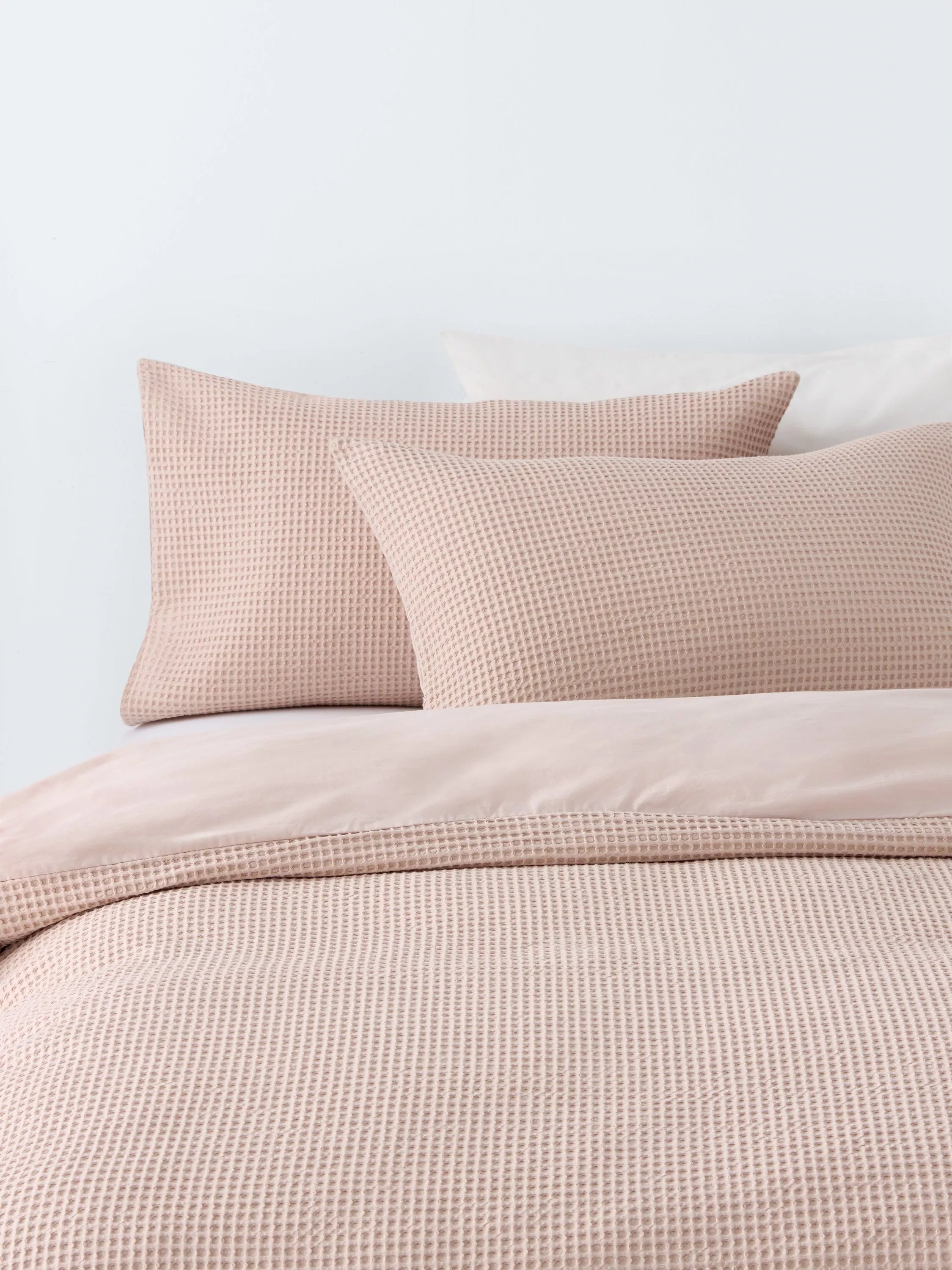 John Lewis Aurelia Pure Cotton Waffle Single Duvet Cover Set, Rose