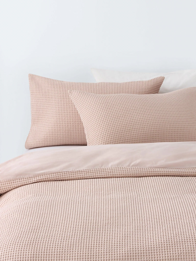 John Lewis Aurelia Pure Cotton Waffle Single Duvet Cover Set, Rose