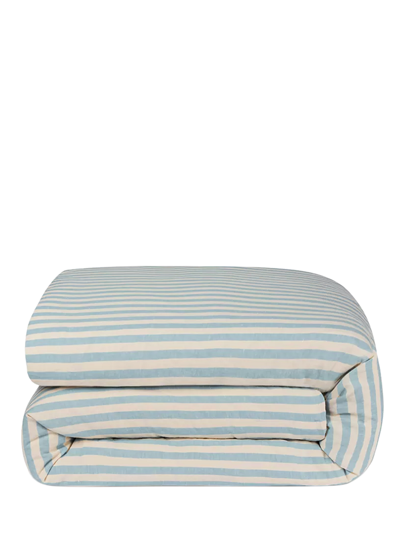 Piglet in Bed Coastal Blue stripe duvet cover, imported from the UK