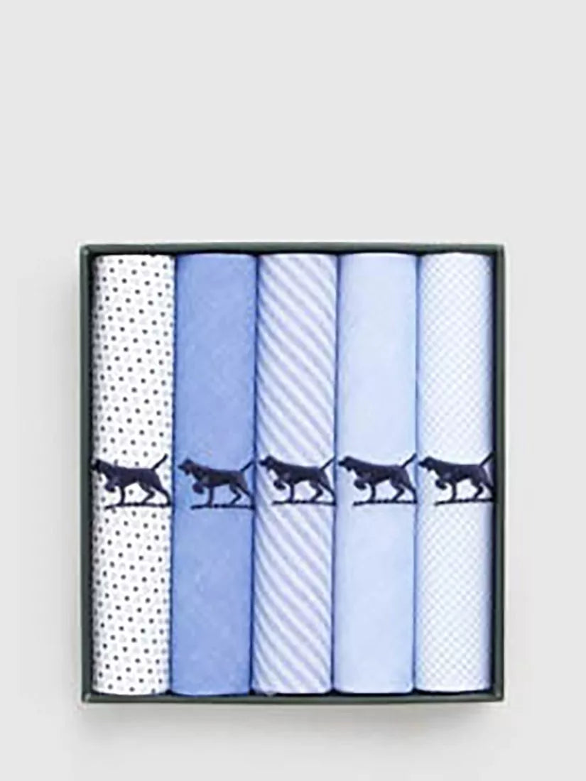 Rodd & Gunn pocket squares pack of 5 blue multi, imported from the UK