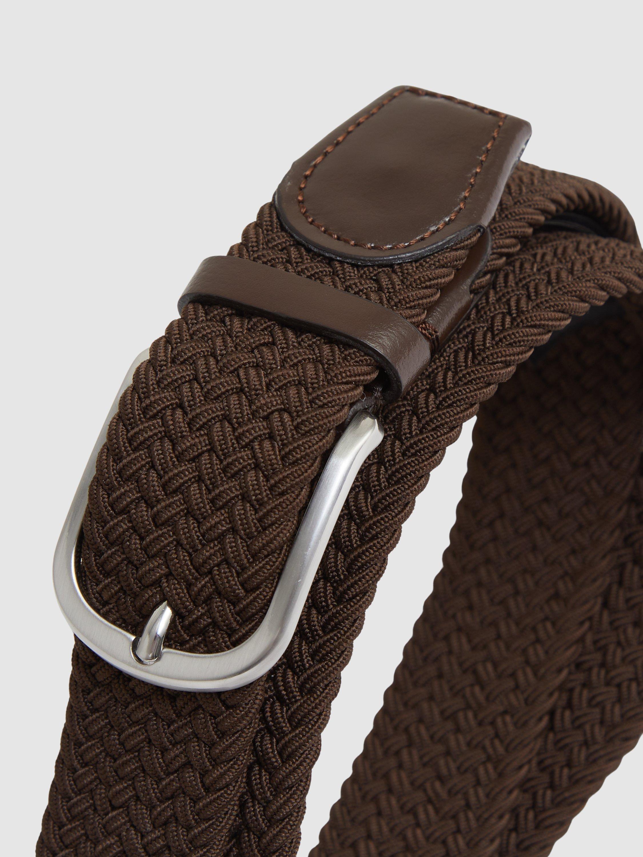 Reiss Elmont woven belt with leather trims - British product