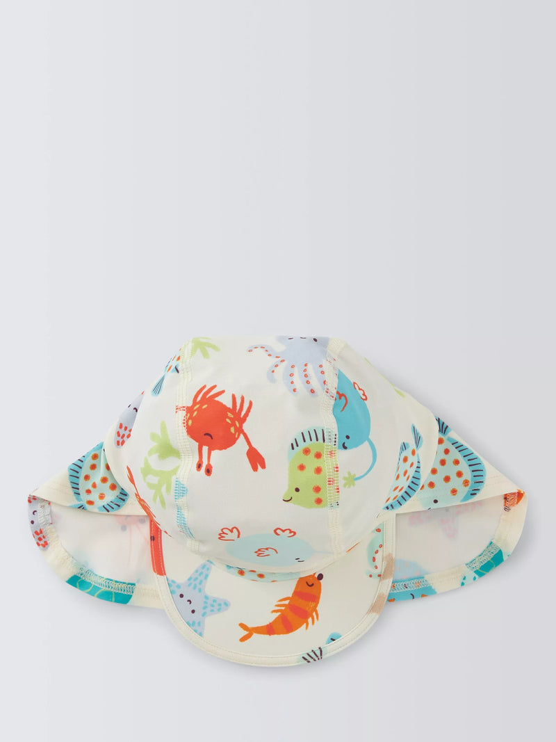 John Lewis Baby Sealife Keppi Safari Hat, White Multi, 3-6 months