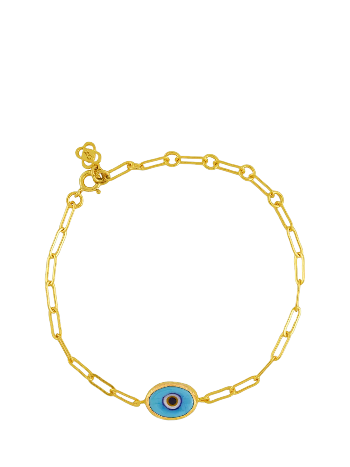 Ottoman Hands blue evil eye bracelet 21ct gold plated (British brand)
