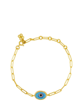 Ottoman Hands blue evil eye bracelet 21ct gold plated (British brand)