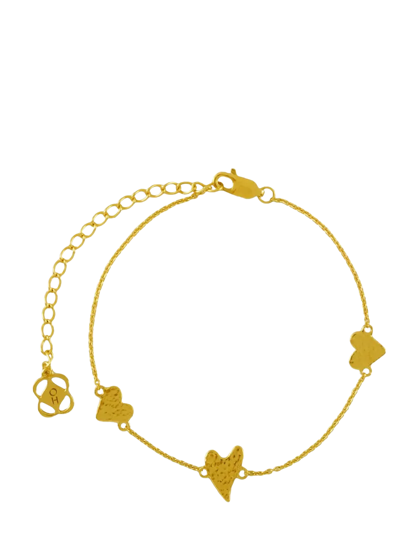 Ottoman Hands triple heart gold bracelet (British brand)