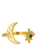 Ottoman Hands moon and star lapis ring gold, imported from the UK
