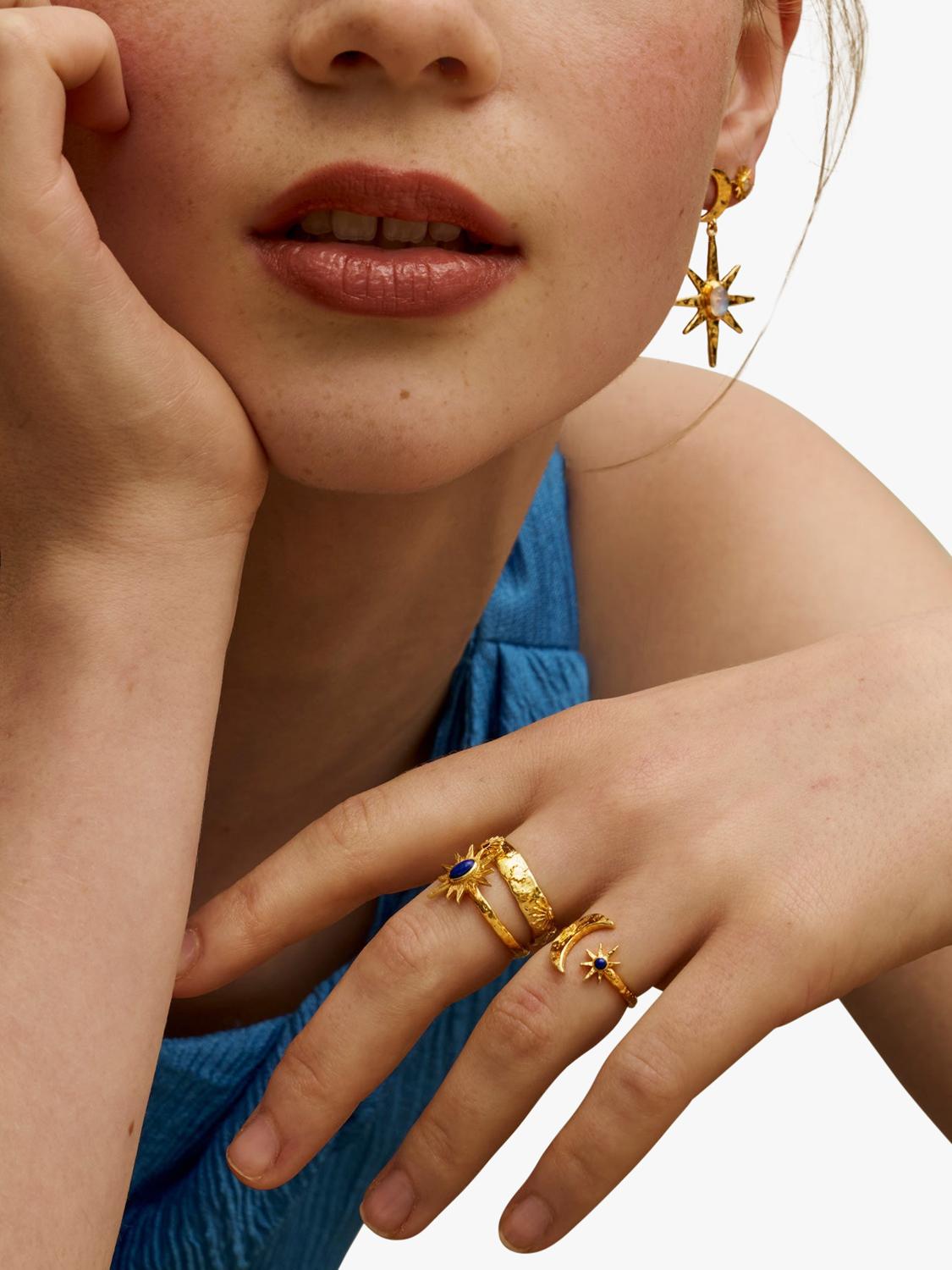 Ottoman Hands moon and star lapis ring gold, imported from the UK